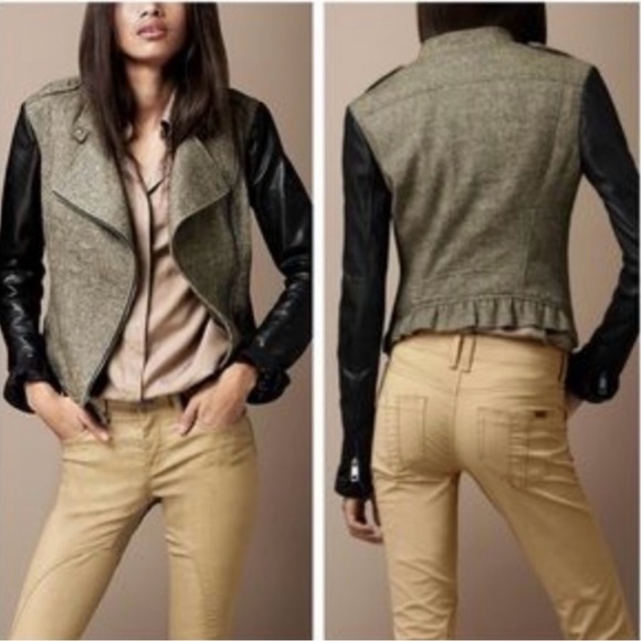 Burberry tweed and leather duo jacket - Picture 2 of 5